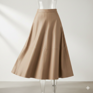 Falda evasé fluida de cuero